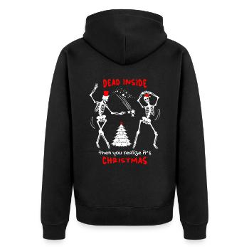 Weihnachten lustiges Skelett, Totenkopf, Spruch - Unisex Premium Bio Zip Hoodie - Schwarz - Hinten - Nico (187cm)