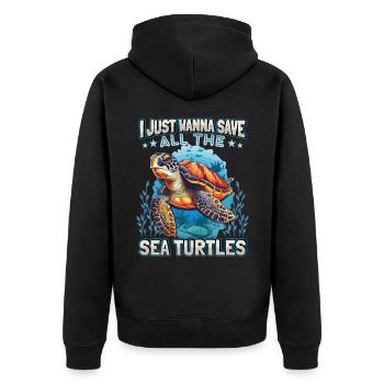 Sea Turtle, Sea Turtle Funny Saying - Unisex Premium Organic Zip Hoodie - black - Back - Nico (187cm)