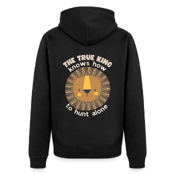 Lion Saying, Self Confidence, Funny Lion Head - Unisex Premium Organic Zip Hoodie - black - Back - Nico (187cm)
