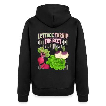 Rote Beete, Salat, Gemüse, lustiger Spruch Veganer - Unisex Premium Bio Zip Hoodie - Schwarz - Hinten - Nico (187cm)