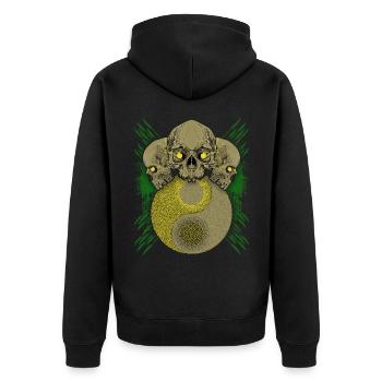 Totenköpfe, Skull, Totenschädel Yin Yang Symbol - Unisex Premium Bio Zip Hoodie - Schwarz - Hinten - Nico (187cm)