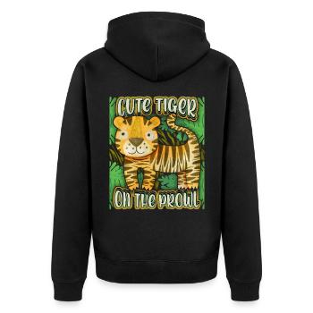 Dschungel Tiger, lustiger Spruch, Kawaii Tiger - Unisex Premium Bio Zip Hoodie - Schwarz - Hinten - Nico (187cm)