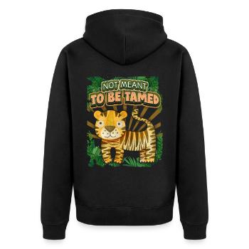 Kawaii Tiger, Dschungel Tiger, lustiger Spruch - Unisex Premium Bio Zip Hoodie - Schwarz - Hinten - Nico (187cm)