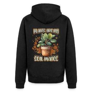 Flower Pot with Rubber Tree, Funny Plants Saying - Unisex Premium Organic Zip Hoodie - black - Back - Nico (187cm)