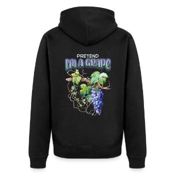 Weintrauben, lustiger Spruch Weinrebe Illustration - Unisex Premium Bio Zip Hoodie - Schwarz - Hinten - Nico (187cm)