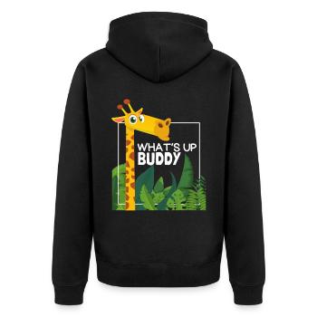 Funny Giraffe, Comic Style, Saying - Unisex Premium Organic Zip Hoodie - black - Back - Nico (187cm)