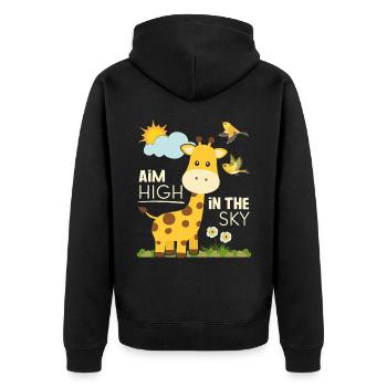 Citation de motivation, citation de motivation de girafe comique - Veste à capuche bio Premium Unisexe - noir - Dos - Nico (187cm)