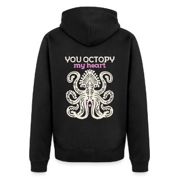 Poulpe poulpe, jeu de mots de la Saint-Valentin, dicton drôle - Veste à capuche bio Premium Unisexe - noir - Dos - Nico (187cm)