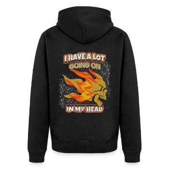 Totenkopf, lustiger Spruch Sarkasmus Skull-Cartoon - Unisex Premium Bio Zip Hoodie - Schwarz - Hinten - Nico (187cm)