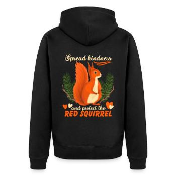 Lustiger Eichhörnchen Spruch, Rotes Eichhörnchen - Unisex Premium Bio Zip Hoodie - Schwarz - Hinten - Nico (187cm)
