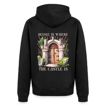 Castles and palaces, funny saying Middle Ages - Unisex Premium Organic Zip Hoodie - black - Back - Nico (187cm)