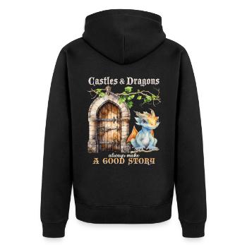 Castles, Palaces and Dragons Medieval Fairy Tales - Unisex Premium Organic Zip Hoodie - black - Back - Nico (187cm)