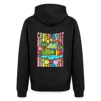 Funny Crocodile Saying, Crocologist Rainbow - Unisex Premium Organic Zip Hoodie - black - Back - Nico (187cm)