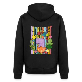 Kawaii Dinosaurier, Regenbogen, Dino-Baby im Ei - Unisex Premium Bio Zip Hoodie - Schwarz - Hinten - Nico (187cm)