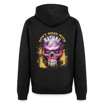 Umweltschutz Skull Totenkopf Naturschutz Spruch - Unisex Premium Bio Zip Hoodie - Schwarz - Hinten - Nico (187cm)