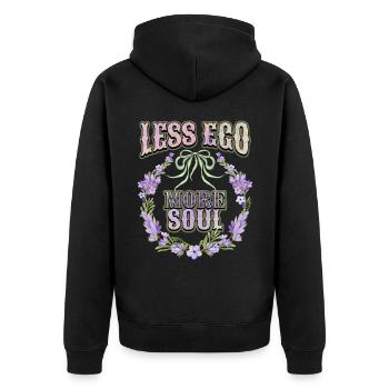Citation de motivation, citation égoïsme, Couronne de lavande - Veste à capuche bio Premium Unisexe - noir - Dos - Nico (187cm)
