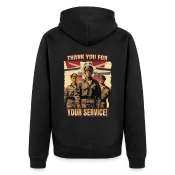 USA Veteran, Militär Kampf, Flugzeug Flagge Spruch - Unisex Premium Bio Zip Hoodie - Schwarz - Hinten - Nico (187cm)