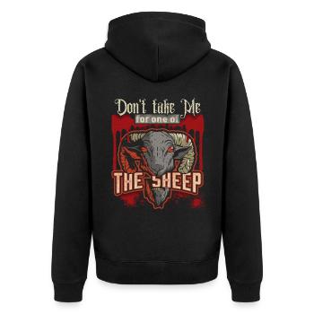 Cartoon Horror Sheep's Head, Sheep Horror Movie Saying - Unisex Premium Organic Zip Hoodie - black - Back - Nico (187cm)