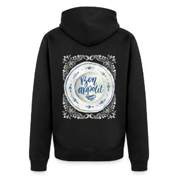 Cook and Cook, Saying Antique Plate Typography - Unisex Premium Organic Zip Hoodie - black - Back - Nico (187cm)