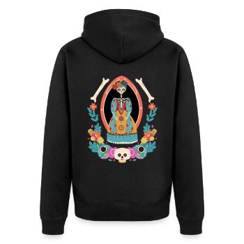 La Catrina Mexico, Dia-de-los-Muertos, guitars - Unisex Premium Organic Zip Hoodie - black - Back - Nico (187cm)
