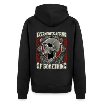 Totenkopf, Vintage Skull, Angst lustiger Spruch - Unisex Premium Bio Zip Hoodie - Schwarz - Hinten - Nico (187cm)
