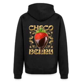 Strawberry with chocolate - Unisex Premium Organic Zip Hoodie - black - Back - Nico (187cm)