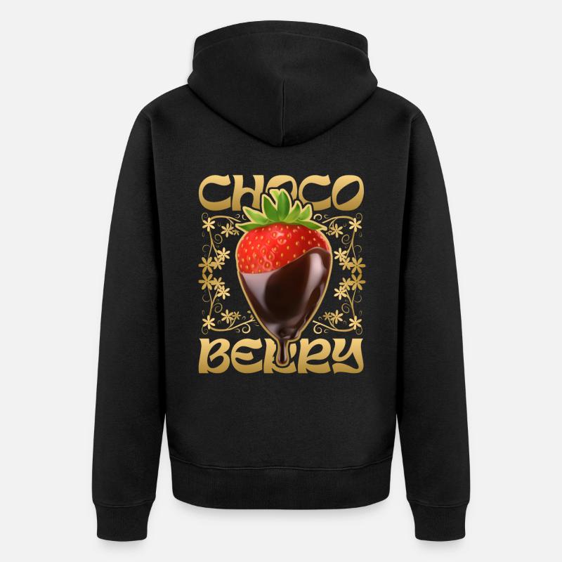Erdbeere mit Schokolade - Unisex Premium Bio Zip Hoodie - Schwarz