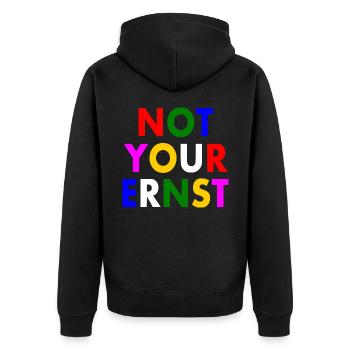 Not your ernst - Unisex Premium Bio Zip Hoodie - Schwarz - Hinten - Nico (187cm)