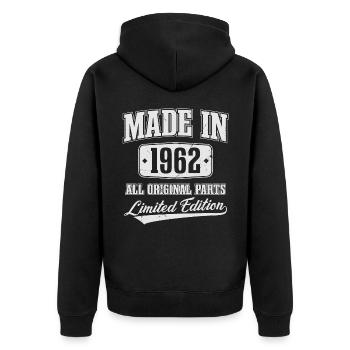 1962 Jahrgang geboren Vintage Geburtstag Geschenk - Unisex Premium Bio Zip Hoodie - Schwarz - Hinten - Nico (187cm)