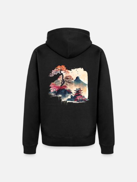 Japanese Art - Unisex Premium Organic Zip Hoodie - black