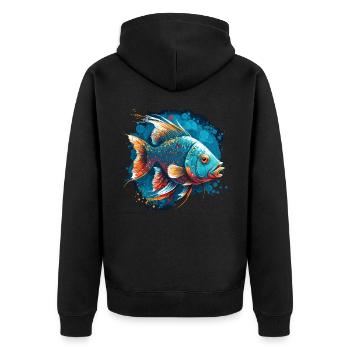 Pêche à la truite - Veste à capuche bio Premium Unisexe - noir - Dos - Nico (187cm)
