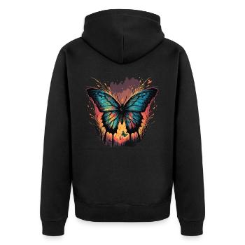 Butterfly Sunset - Unisex Premium Organic Zip Hoodie - black - Back - Nico (187cm)