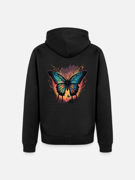 Butterfly Sunset - Unisex Premium Organic Zip Hoodie - black