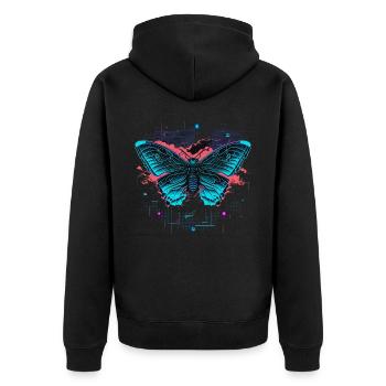 Butterfly Illuminated Wings - Unisex Premium Organic Zip Hoodie - black - Back - Nico (187cm)