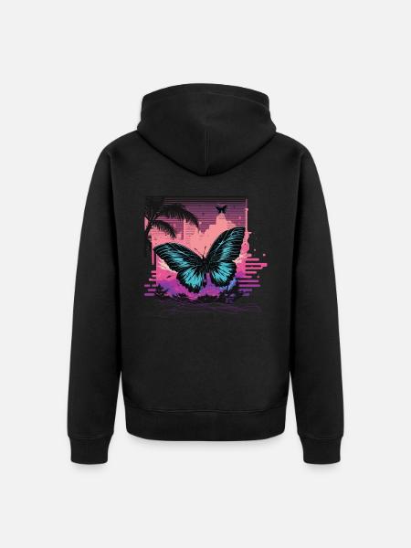 Flying Vaporwave Butterfly - Unisex Premium Organic Zip Hoodie - black