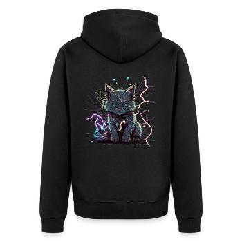 Beast Electric Cat - Unisex Premium Bio Zip Hoodie - Schwarz - Hinten - Nico (187cm)