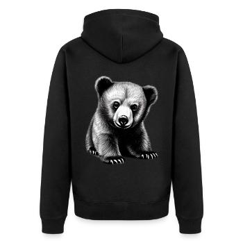 Bear - Unisex Premium Organic Zip Hoodie - black - Back - Nico (187cm)