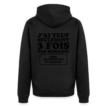 Humour Teuf Fêtard Fêtarde Fête Soirée - Veste à capuche bio Premium Unisexe - noir - Dos - Nico (187cm)