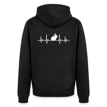 Kaninchen Puls Wild Natur Geschenk - Unisex Premium Bio Zip Hoodie - Schwarz - Hinten - Nico (187cm)
