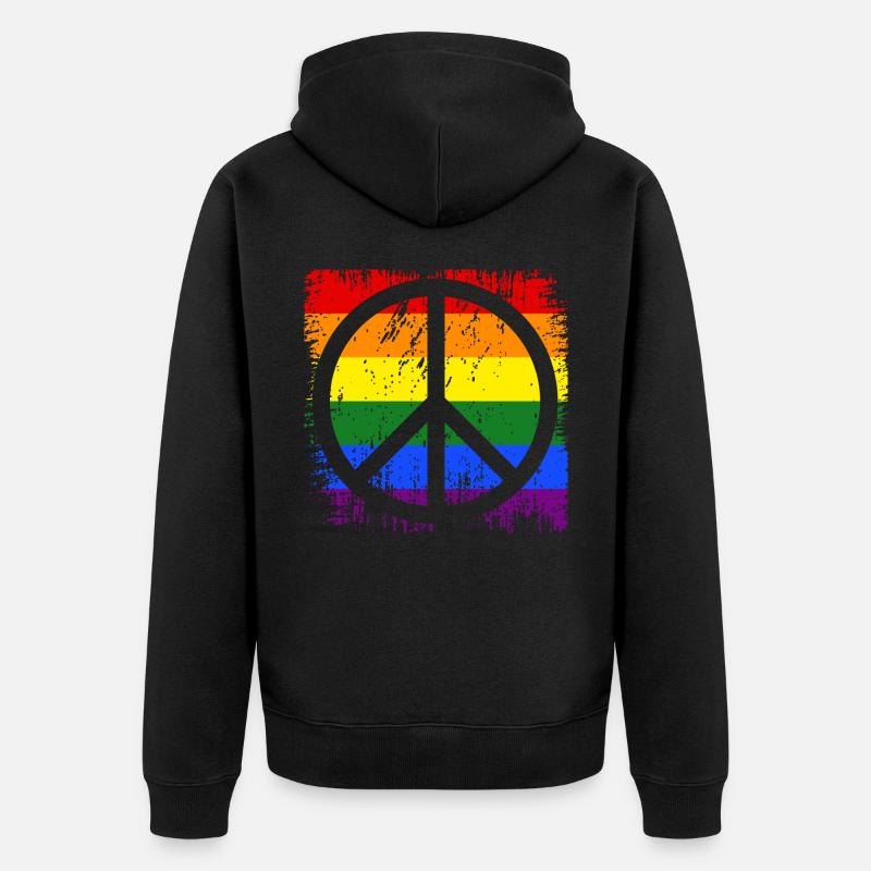Signe de paix Arc-en-ciel - Veste à capuche bio Premium Unisexe - noir