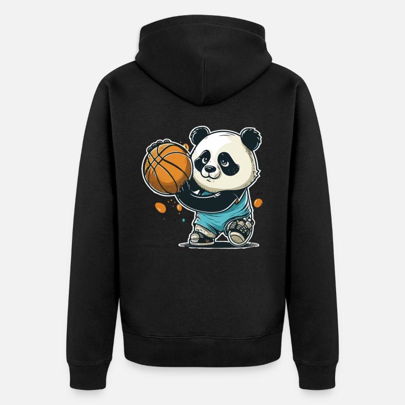 Cerceaux avec un panda - Veste à capuche bio Premium Unisexe - noir