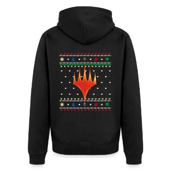 Magic: The Gathering Symbole Ugly Christmas Design - Unisex Premium Bio Zip Hoodie - Schwarz - Hinten - Nico (187cm)