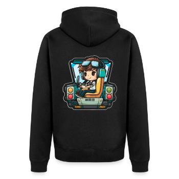 The Aviator - Unisex Premium Organic Zip Hoodie - black - Back - Nico (187cm)