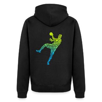Handballspieler Symbole Handballer Jungen Handball - Unisex Premium Bio Zip Hoodie - Schwarz - Hinten - Nico (187cm)