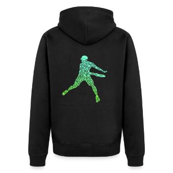 Discgolfer Symbole Discgolf Jungen Disc Golf - Unisex Premium Bio Zip Hoodie - Schwarz - Hinten - Nico (187cm)