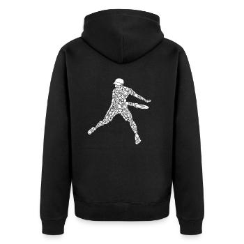 Discgolfer Symbole Discgolf Silhouette Disc Golf - Unisex Premium Bio Zip Hoodie - Schwarz - Hinten - Nico (187cm)