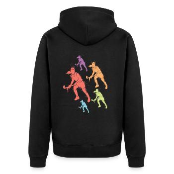 Joueur De Hockey, Fille, Hockey Sur Gazon, Joueuse De Hockey - Veste à capuche bio Premium Unisexe - noir - Dos - Nico (187cm)