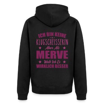 Name Merve Vorname Klugscheisserin Namenstag - Unisex Premium Bio Zip Hoodie - Schwarz - Hinten - Nico (187cm)