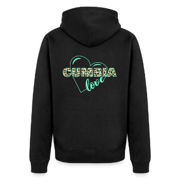 Cumbia Love Animal-Print - Unisex Premium Bio Zip Hoodie - Schwarz - Hinten - Nico (187cm)