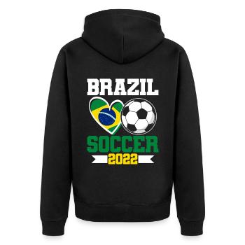 Brazil Soccer 2022 Brazil Jersey - Unisex Premium Organic Zip Hoodie - black - Back - Nico (187cm)